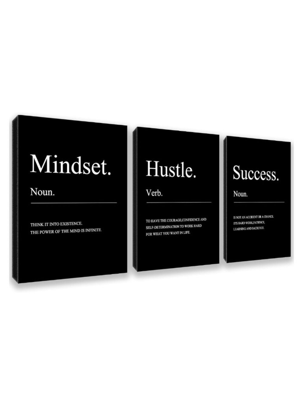 Motivational Wall Art 3-Piece Canvas Prints Office Home Decor 12x16 Framed